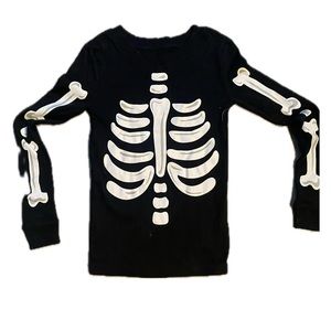 Glow-in-the-dark Komar Kids Unisex Skeleton Bones Long Halloween Sleeve Tee